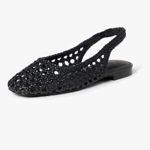 The Drop Women's Palma Woven Slingback Flat  Size 8  Black